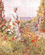 Childe Hassam Celia Thaxter in her Garden Spain oil painting reproduction